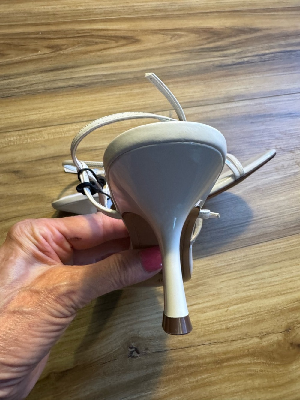 NWT Zara White Strappy Mid-Heel Sandal Heels - Picture 7 of 14